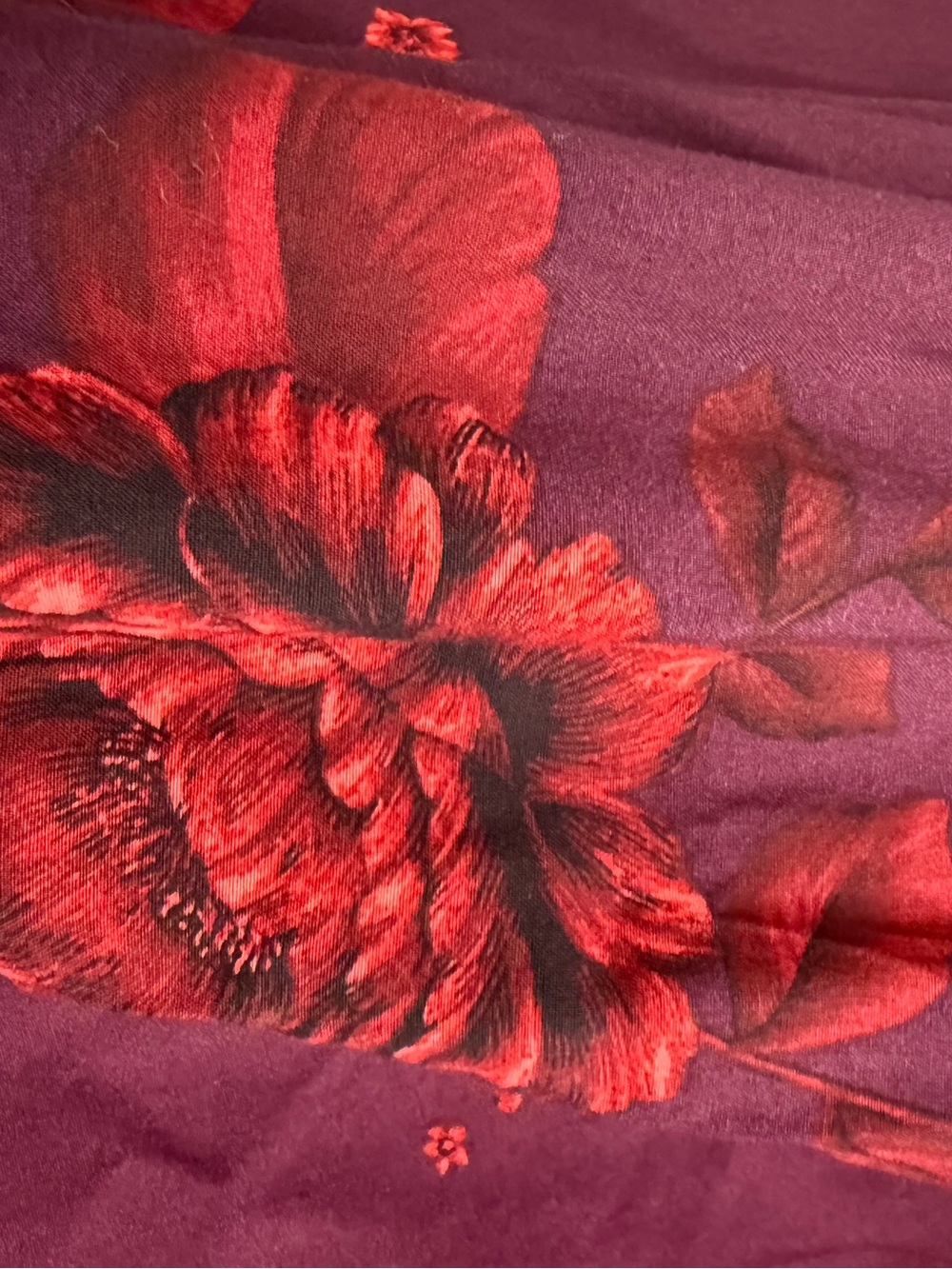 Old Navy Burgundy Midi Dress with Red Floral Print NWT Size Large - Picture 4 of 4